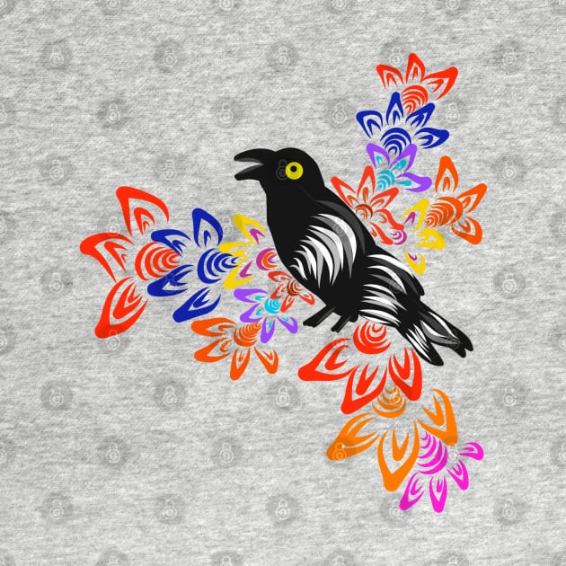 Crow with flowers by Asafee's store